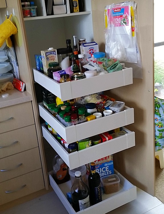 Picture of 4 Blum pantry drawers installed by Easy Access Kitchens Perth